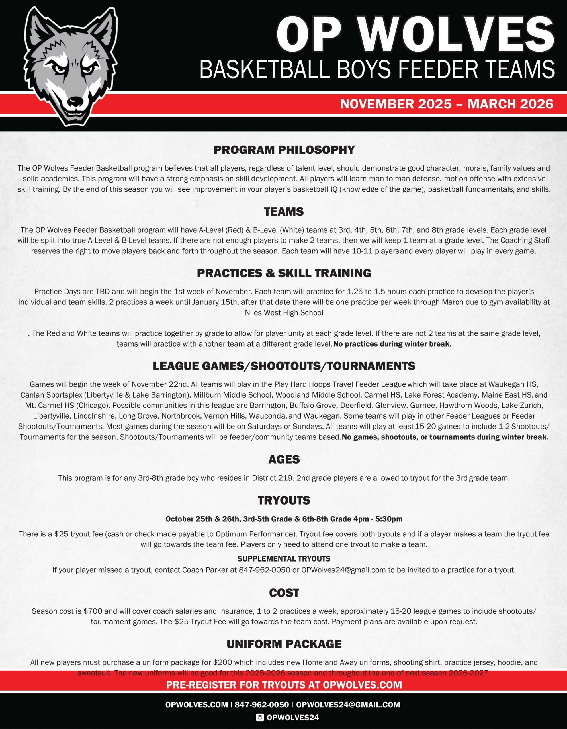 OP Wolves Feeder Basketball Tryouts 2025-2026
